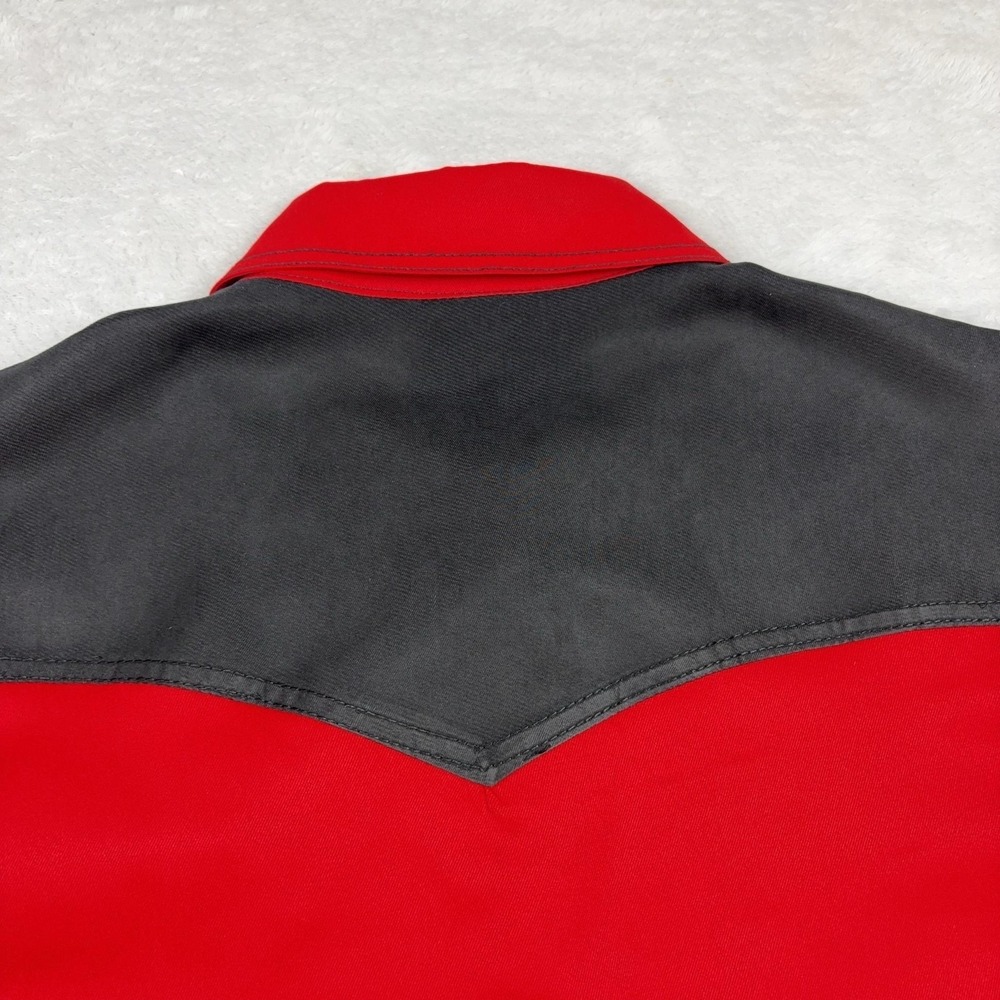 ZSJR Shirt Mens XL Red Black Western Long Sleeve Button Front Cow Skull Yoke - Picture 4 of 10